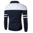 thumbnail image 3 of LoyisViDion Men'S Autumn Winter Zipper Sportswear Patchwork Jacket Long Sleeve Coat Navy 2XL, 3 of 4