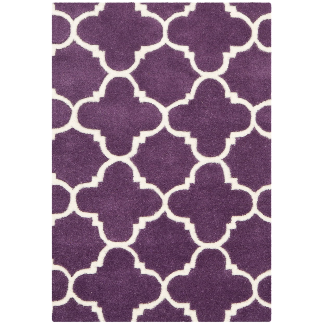 SAFAVIEH Chatham Jacob Geometric Quatrefoil Wool Area Rug, Purple/Ivory, 4' x 6'