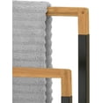 thumbnail image 3 of MyGift Freestanding 3-Tier Black Metal and Bamboo Bath Towel Bar Rack, 3 of 7