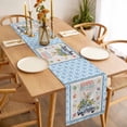 thumbnail image 3 of Table Runner 72 Inches Long for Kitchen Dining, Watercolor Easter Dresser Scarf Farmhouse, Dining Table Decorations for Wedding/Parties, Spring Rabbits Truck Eggs Flowers Blue Beige 14 x 72 In, 3 of 8