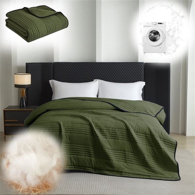 AKEGAMN Clearance! Washed Cotton Air Conditioning Quilt/Summer Cool Quilt Double & Single Sizes Thin Summer Blanket With Machine Washable Solid Color Design FRIENDLY DESIGN:There are hidden stitches