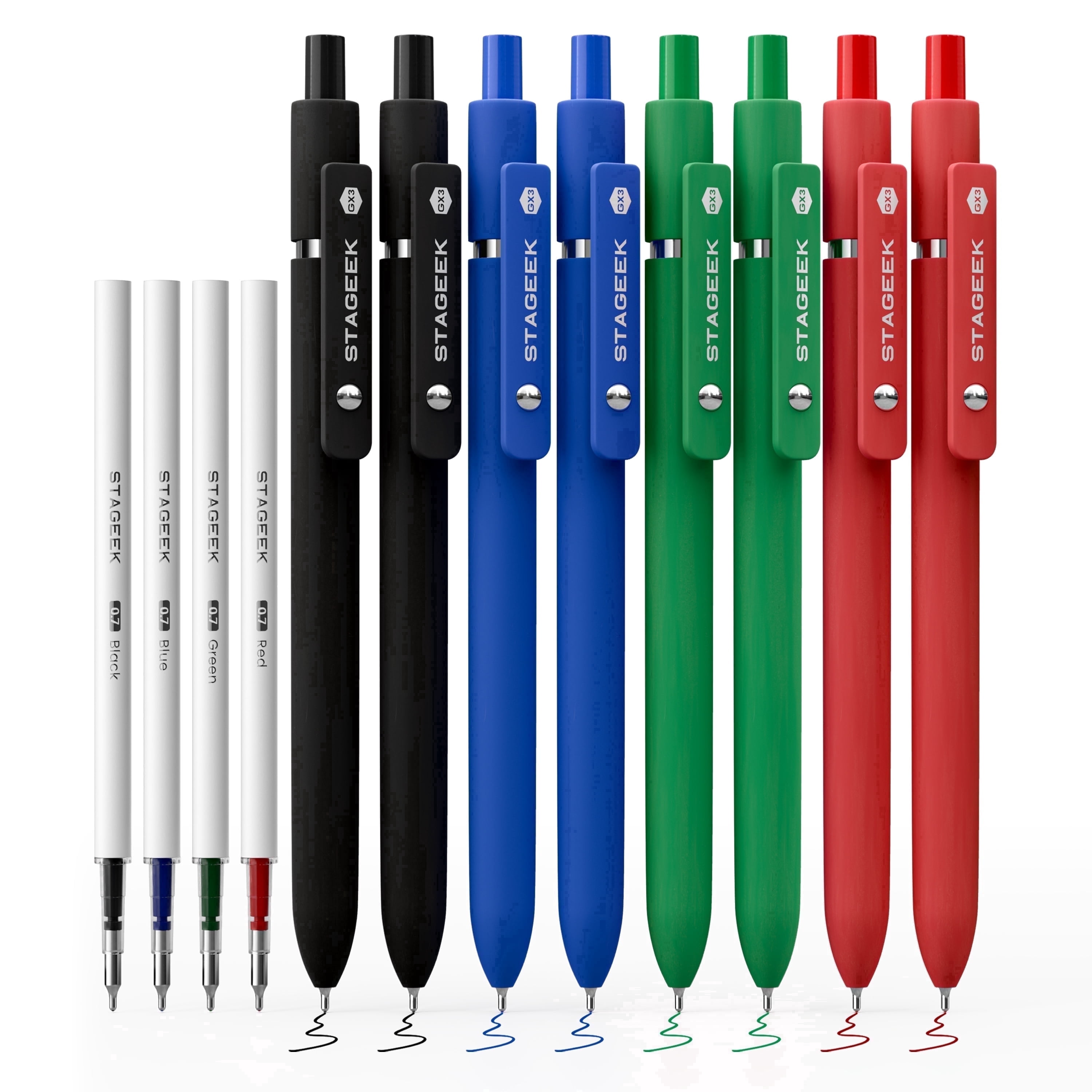 STAGEEK, Blue Gel Pens GX3, 12Pcs, Quick Dry Fine Point