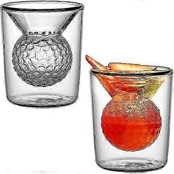 Golf Whiskey Glass, Golf Whiskey Glasses For Men, Golf Gifts For Mens Golfers, Whiskey Glass With Golf Ball Shape Embedded