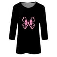 thumbnail image 5 of IROINNID Breast Cancer Pullover for Women Breast Cancer Awareness Comfy Printed Loose T-shirt 3/4 Sleeves Blouse Round Neck Tops,Black, 5 of 5