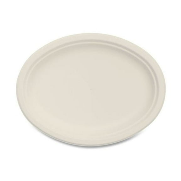 10 in. Diameter Compostable Molded Fiber Platter Dinnerware - Natural (500/Carton)