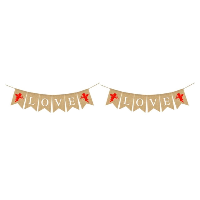 Riwesomey Banderines temáticos de vacaciones Colgante romántico Adornar Banderas Decoraciones Artesanía Propuesta Banners Colgantes Tipo 2 2piezas