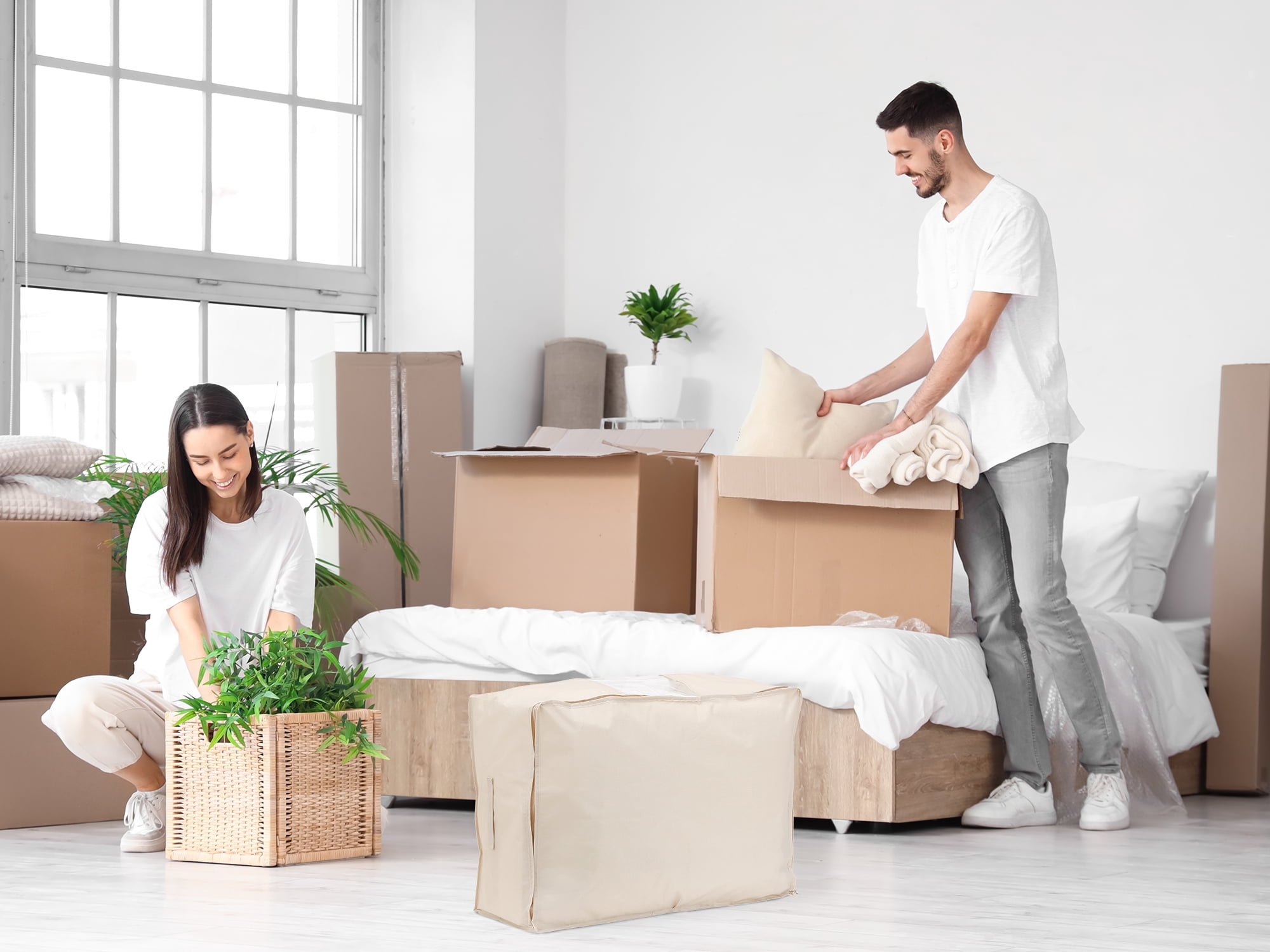 Unique Bargains 1 Pack Clothes Storage Bags Moving Bags Yellow 24*16.5*9.5in