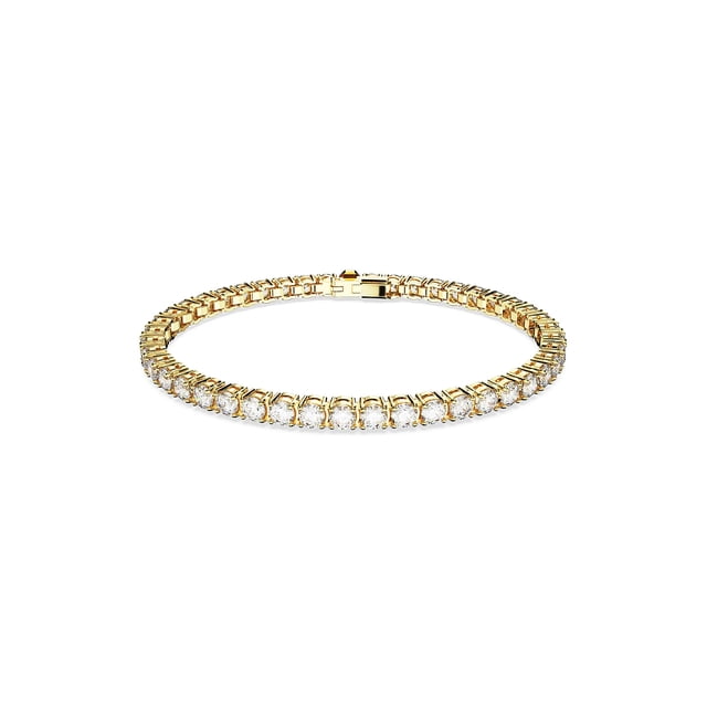 Pulsera de tenis Swarovski Matrix con piedras transparentes en tono dorado