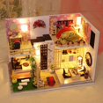 thumbnail image 2 of mini casa de muñecas diy 1/24 de de DIY 3d con , casa en miniatura, Mini modelo de construcción ensamblada con cubierta de polvo,, 2 of 8