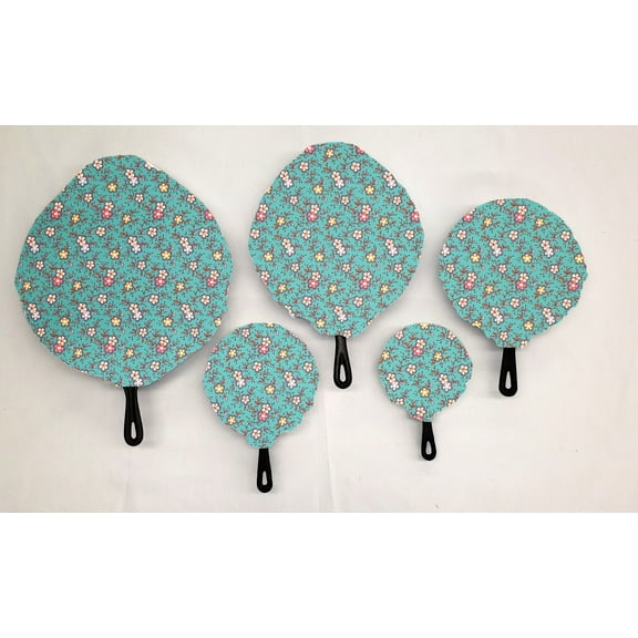 Spring Flowers Cast Iron Pan Covers (Set of 5) by Penny's Needful Things (Teal)