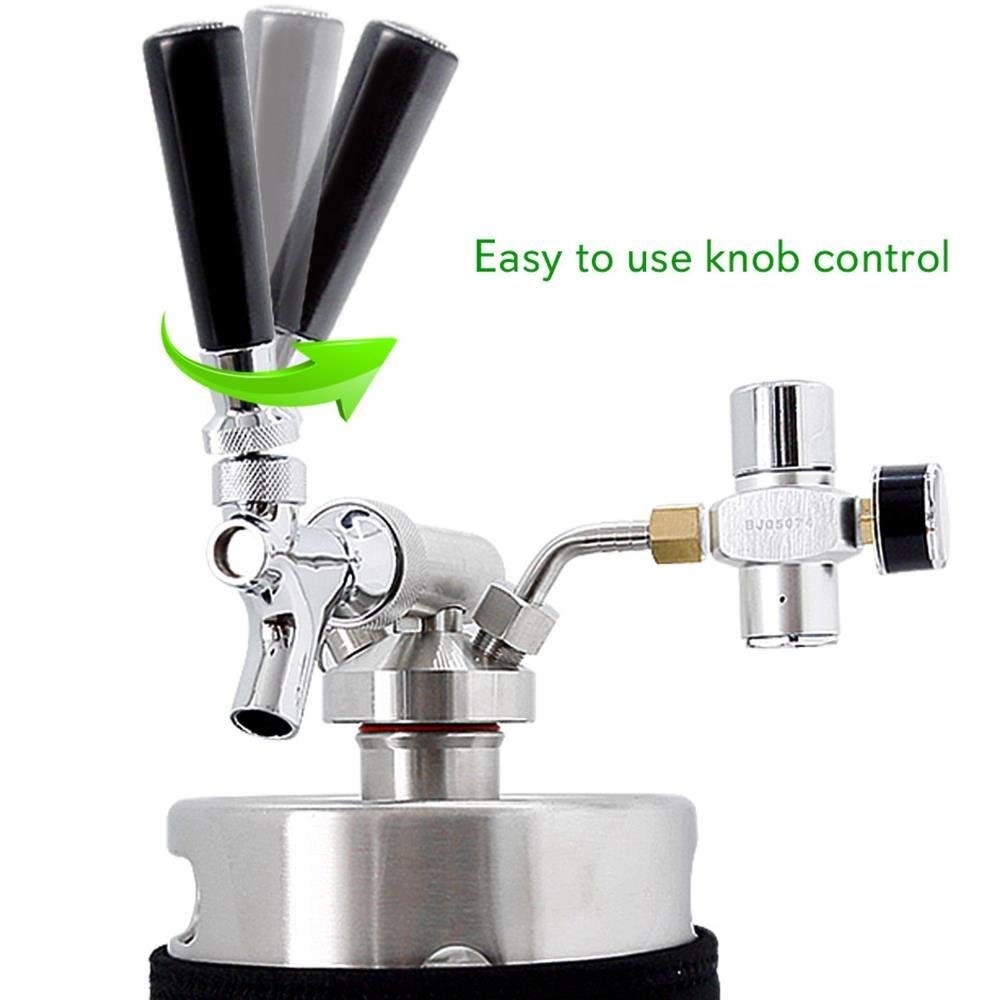 NutriChef Pressurized Growler Tap System - Stainless Steel Mini Keg Dispenser Portable Kegerator Kit - Co2 Pressure Regulator Keeps Carbonation for Craft Beer, Draft and Homebrew - PKBRTP100 128oz