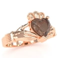 thumbnail image 2 of Claddagh Smoky Quartz Ring In Solid 14k Rose Gold, 2 of 6