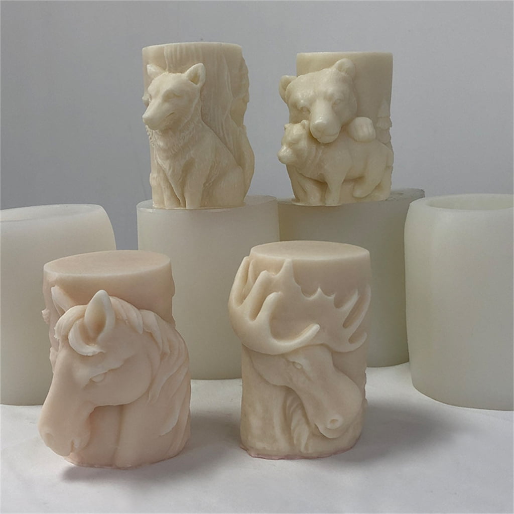Animal Cylinder Silicone Mold DIY Crafts Project Reusable Soap Candle Plaster Chocolate Baking Tool Supplies Accessory
