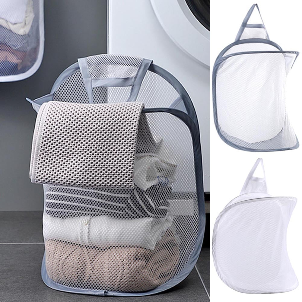 Cheers.US Mesh Popup Laundry Hamper Portable, Durable Handles, Collapsible for Storage and