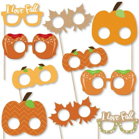 Pumpkin Patch Glasses and Masks - Paper Card Stock Fall & Thanksgiving Party Photo Booth Props Kit - 10 Count