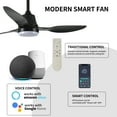 thumbnail image 2 of Noaman 42" Smart Ceiling Fan with Lights, Remote & Voice Control via Alexa/Google, Silent DC Motor, 6-Speed, Dimmable Color-Changing LED, Indoor/Outdoor Use, Black, 2 of 7