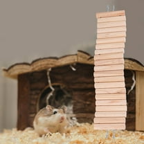 OUNONA Wooden Ladder Bridge Hamster Mouse Rat Toy Small Animal Chew Hanging Fun Toy