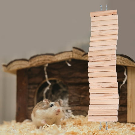 OUNONA Wooden Ladder Bridge Hamster Mouse Rat Toy Small Animal Chew Hanging Fun Toy