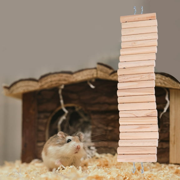 OUNONA Wooden Ladder Bridge Hamster Mouse Rat Toy Small Animal Chew Hanging Fun Toy