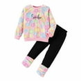thumbnail image 2 of GBSYEWXS Outfits Sets For Teen Girls Crew Neck Long Sleeve Flower Print Sweatshirt Pants Thickening Cool Clothing Sets Multicolour Size 3 Years-4 Years, 2 of 9