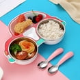 thumbnail image 4 of Stainless Steel Kids Tableware Set Spoon Fork Cartoon Car Shape Compartment Design Baby Bowl Cutlery for Kitchen Pink Fork Spoon/Box, 4 of 7