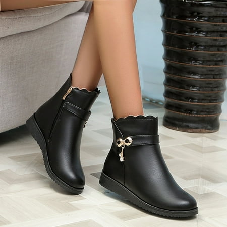 

TALKVE Warm and non slip Women s Shoes Lace Metal Buckle With Flat Fashion Women s Snow Boots