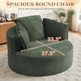 thumbnail image 3 of Muumblus 48.8" Oversized Accent Barrel Chair, Fluffy Round Lazy Sofa Chair for Adults, No Assembly Required, Green Corduroy, 3 of 9
