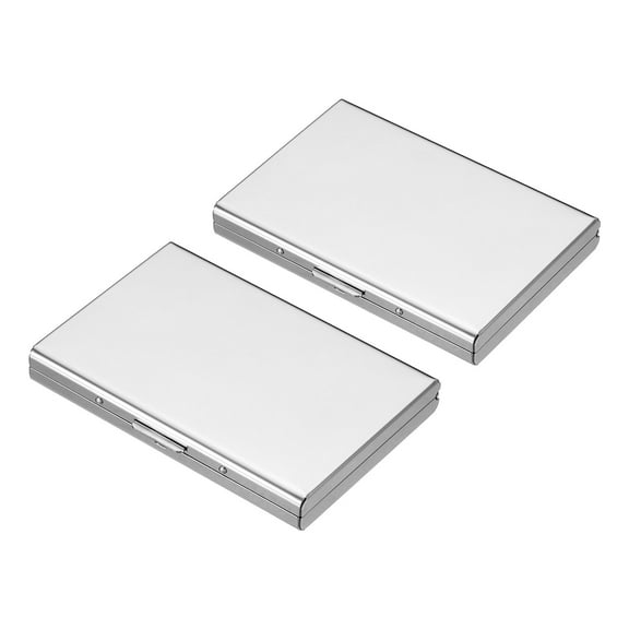 Uxcell RFID Credit Card Holder Metal Wallet Stainless Steel Business Card Holder for Women Men Mirror Silver 2 Pack