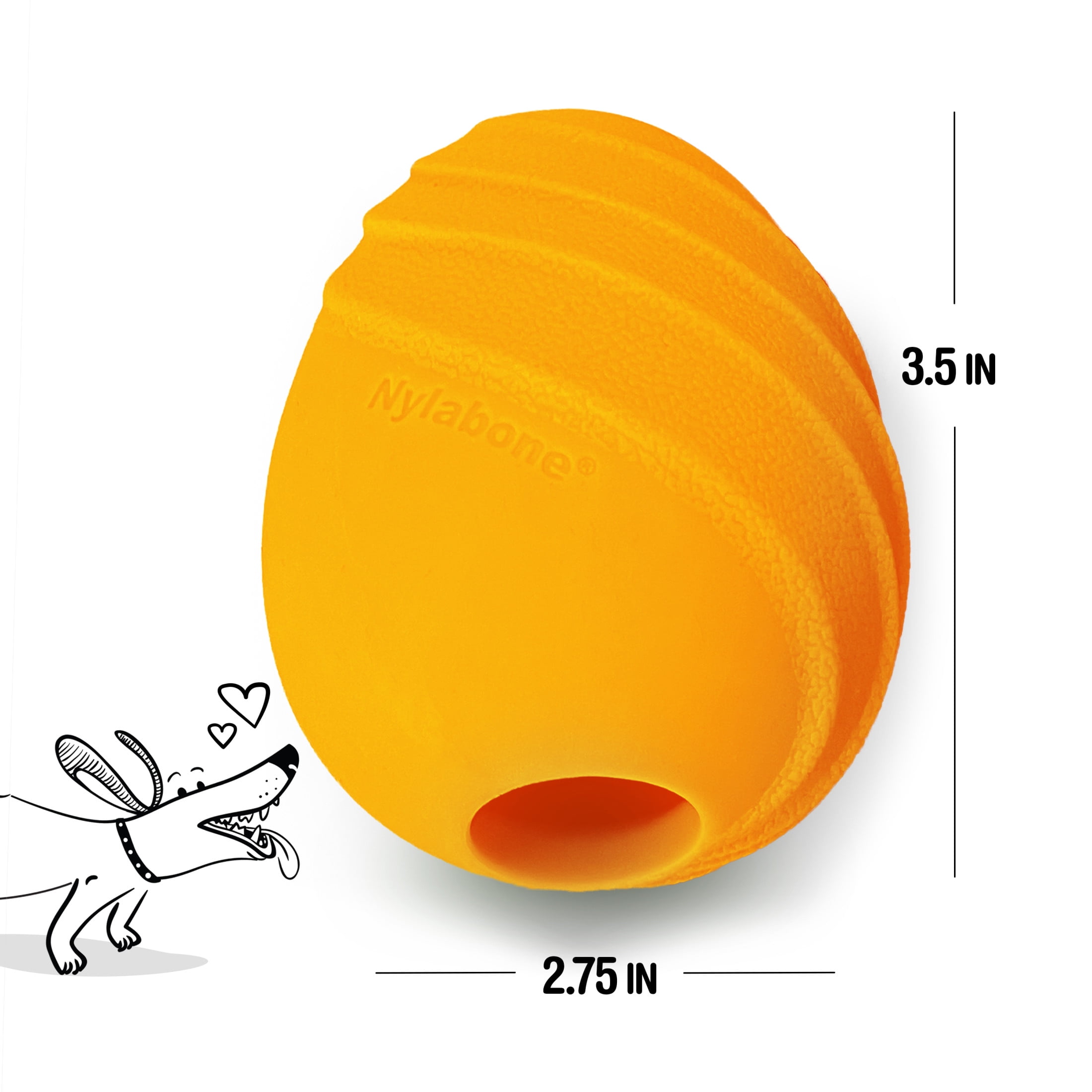Nylabone Eggi Interactive Small Dog Toy, Bouncy Treat Toy, Creative Play, Orange
