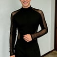 thumbnail image 5 of Yuncity Mens T-Shirts Mesh Sheer Crew Neck Long Sleeve Solid Color Summer Slim Fitness Daily Wear Men's Tops Size L Black, 5 of 8