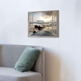 thumbnail image 4 of Open Window Canvas Wall Art: Sunset Coastal Beach Scenery Fake Window View Picture Blue Ocean Waves Seascape Painting Nautical Sailboats Prints Modern Natural Sea Landscape Artwork for Bedroom, 4 of 6