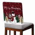 thumbnail image 2 of Merry Christmas Chair Covers Set of 1 Snowman Xmas Tree Red Buffalo Plaid Chair Back Covers Stretch Removable Washable Slipcovers Protector for Dining Room Kitchen Party Decor, 2 of 5