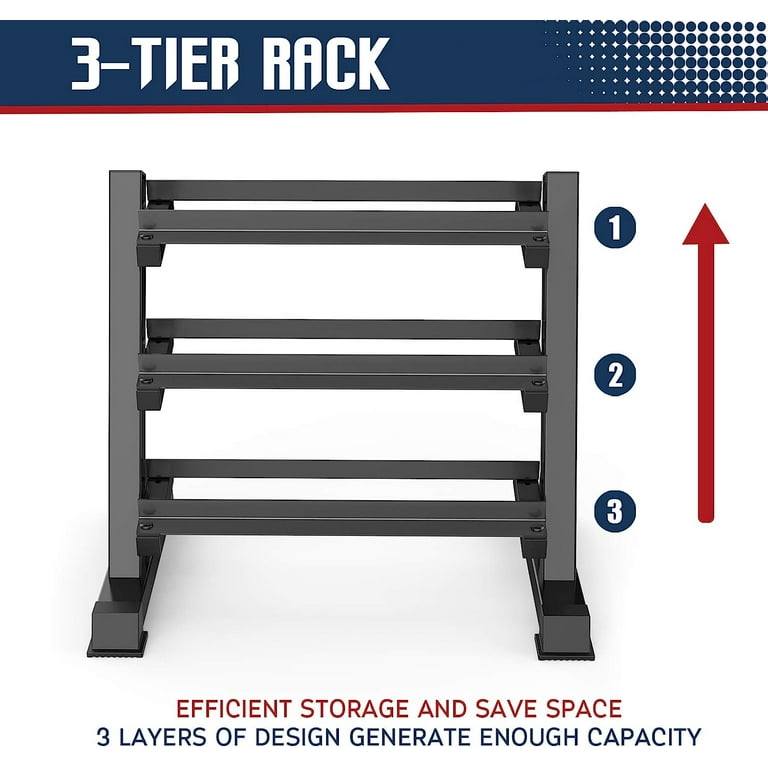 YOLEO 1100LBS Dumbbell Rack Adjustable 3 Tier Weight Rack for Home Gym Heavy Duty Weight Storage Organizer Dumbbell Storage Stand Holder Rack Only Walmart