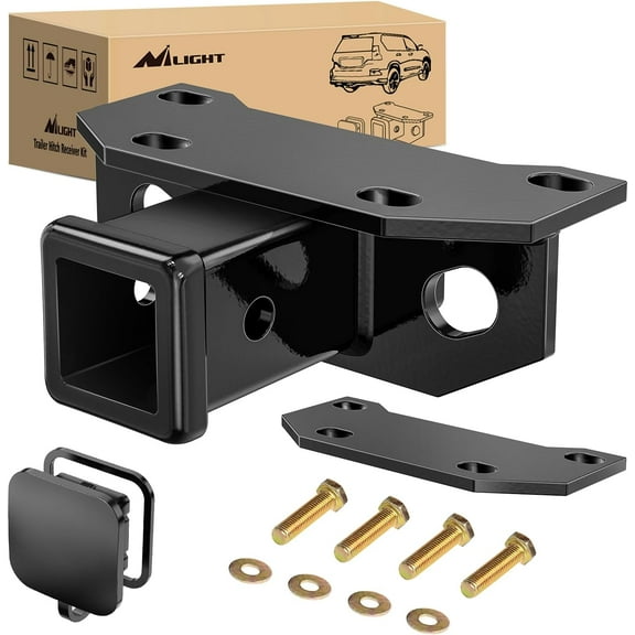 Nilight 2 Inch Rear Trailer Hitch Receiver Kit for 2010-2024 Lexus GX460 Rear Bumper Tow Hook Black Hitch Cover Kit Adjustment Plate