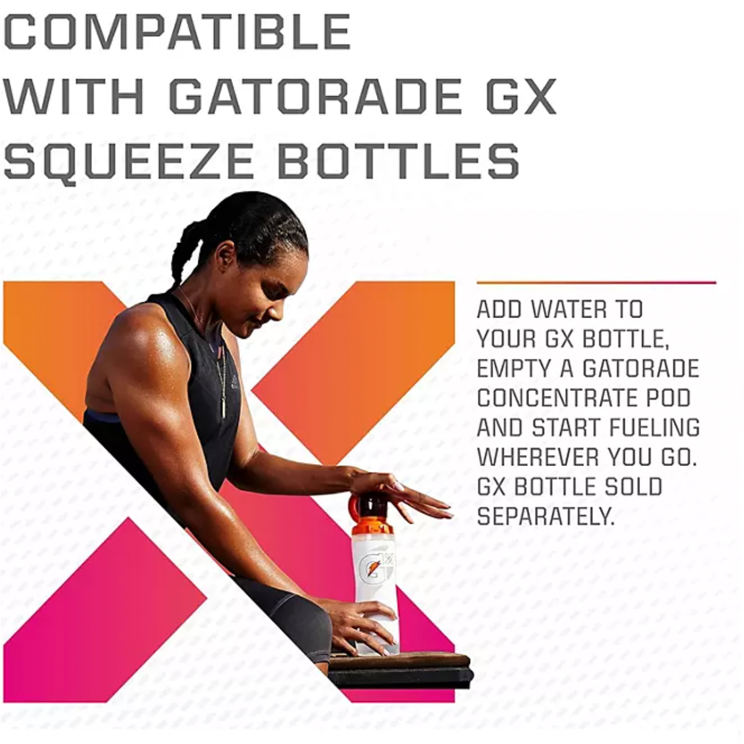 Gatorade Gx Hydration System – Black 30oz Squeeze Bottle + 4 Glacier Freeze Flavor Pods