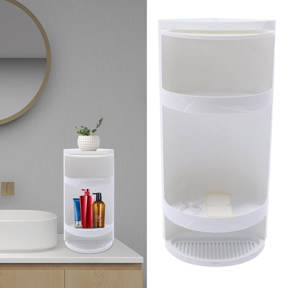 Corner Shelf 360° Rotating Triangle Rack Bathroom Storage Holder Organizer White for Bedrooms, Bathrooms