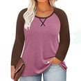 thumbnail image 5 of Nfurl Blouses for Women Plus Size Long Sleeve Colorblock Shirts Crewneck Ladies Fall Tops Hot Pink,Sizes S-5X, 5 of 7
