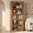 thumbnail image 2 of Finmind 70.8" 5-Tier Arched Bookshelf, Modern Wooden Open Display Storage Bookcase, Light Brown, 2 of 8