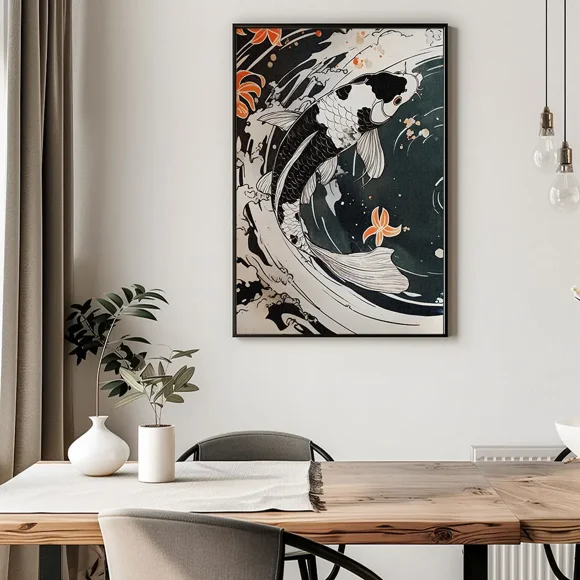 Koi Fish Yin Yang Feng Shui Canvas Print - Wall Art Poster for Bedroom Study Studio Living Room Home Decor50 x 70 cm, unframed,07