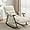 Teddy + White, variant on Casual Folding Rocking Chair upholstered, Lounge Rocking Chair Adjustable high Back and Foot Rest,Side Pockets Placed in Living Room Bedroom Balcony