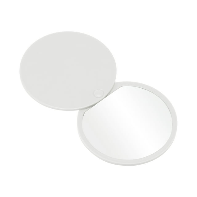 1 Pc Espejo Cosmético Redondo para Niñas, Espejo Compacto para Viajes de Negocios y Vacaciones, Espejo de Plástico y Aluminio Gris