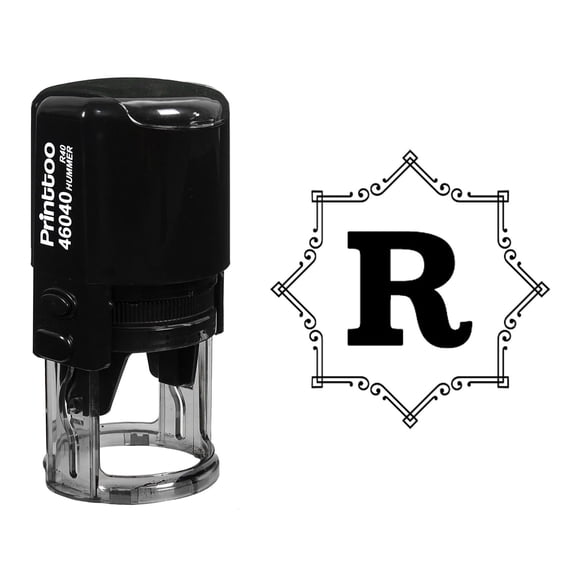 Printtoo Office Stationary Octagon Celtic Swirl Border R Alphabet Monogram Initial R-40 Self Inking Rubber Stamp