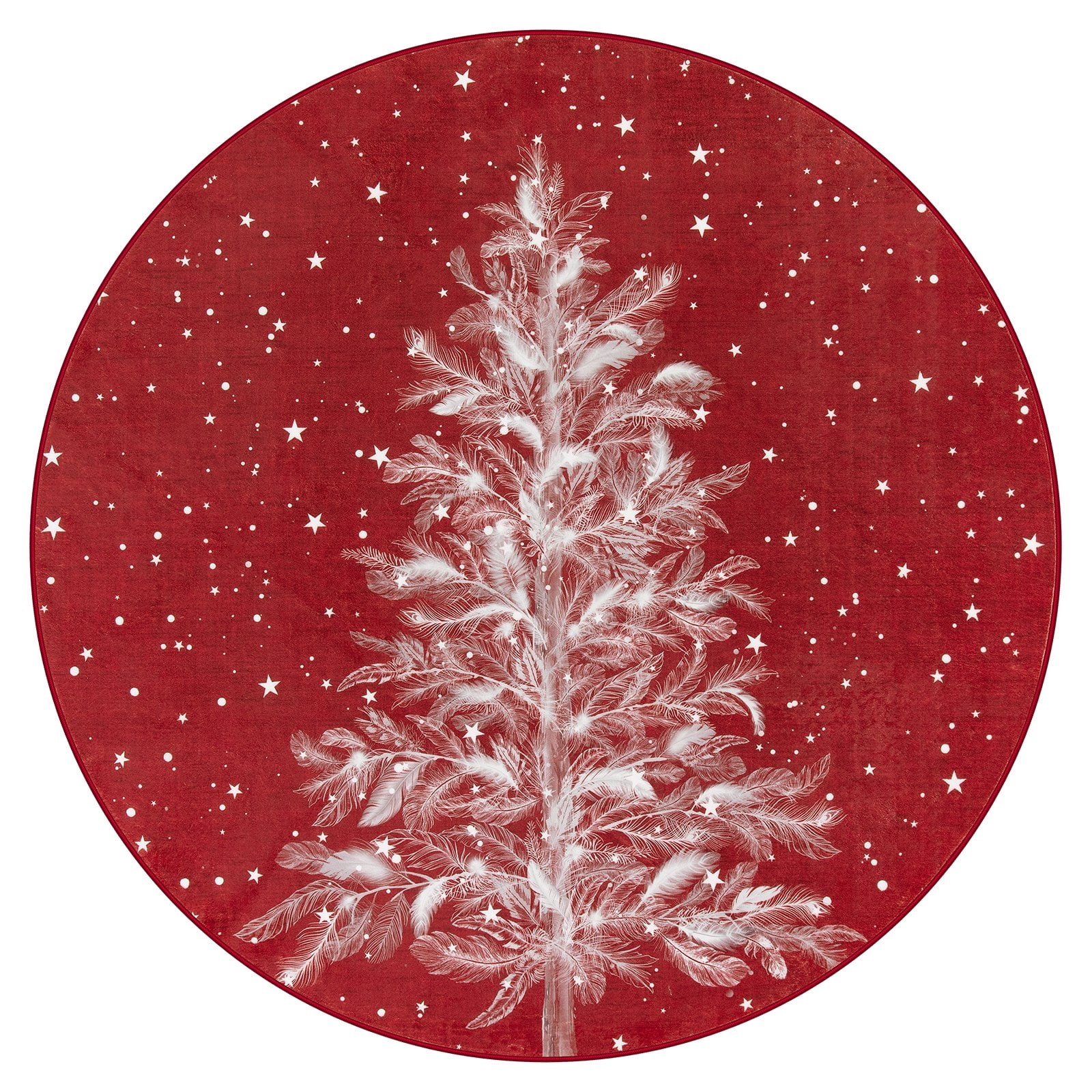 Lahome Christmas Round Rug 5ft Area Rug Red Christmas Tree Rug Washable Rug Indoor Carpet Decorative Circle Rug Round Non Slip Soft Rug Holiday Decor for Kitchen Bedroom Nursery,Red