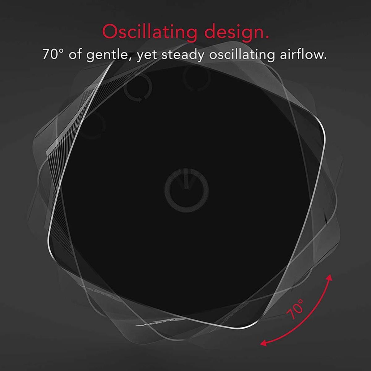 Vornado HELIX2 Personal Tower Fan with 2 Speed Settings, Illuminated Touch Controls, 70-Degrees of Oscillation, Small Footprint, Black