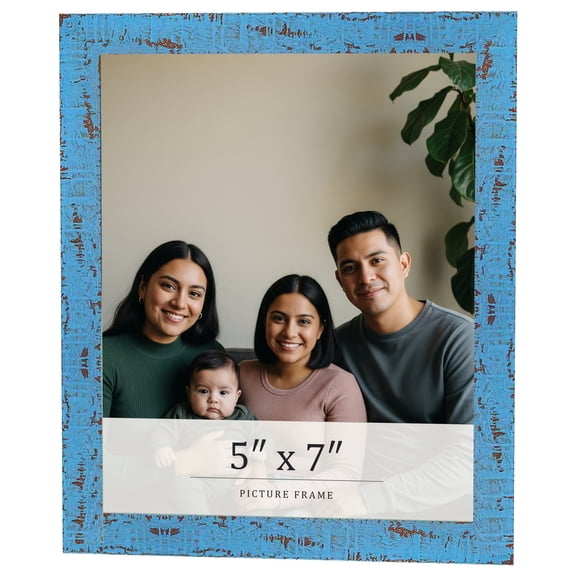 5x7 In Frame Blue Solid Wood Picture Frame Width 1.125 Inches | Interior Frame Depth 0.5 Inches |