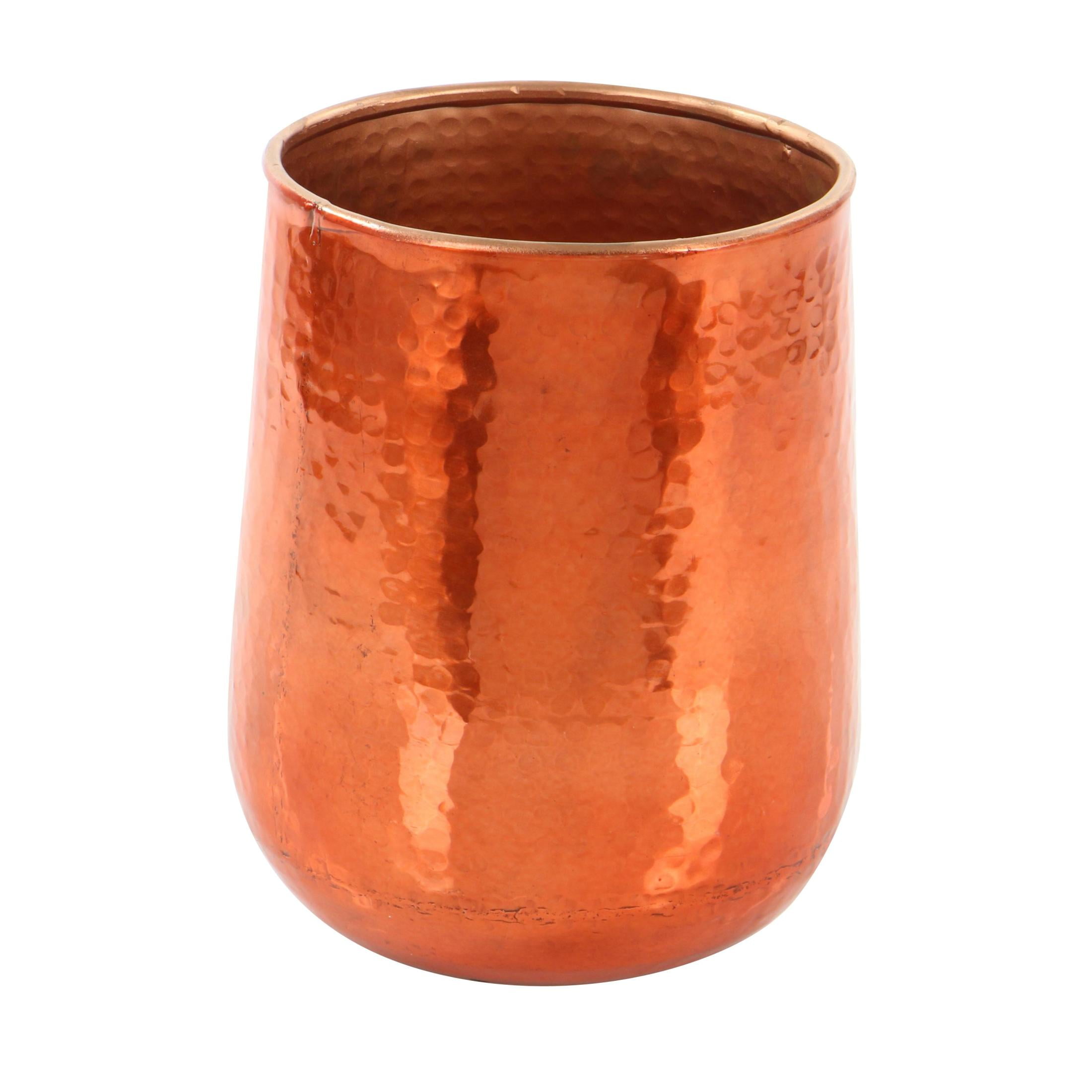 DecMode Copper Aluminum Metal Large Hammered Indoor Outdoor Planter, Set of 3 21", 16", 13"H