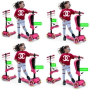 Hurtle ScootKid 3 Wheel Toddler Child Ride On LED Wheel Scooter, Pink (4 Pack)