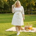 thumbnail image 3 of Agnes Orinda Women's Plus Size Outfits Fashion Tie Waist A Line Midi Denim Skirt 3X White, 3 of 8