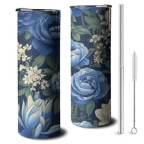 20oz Pioneer Flower Skinny Tumblers Stainless Steel Tumbler with Lid and Straw,Vacuum Insulated Double Wall Travel Tumbler Cups with Cleaning Brush for Coffee,Tea