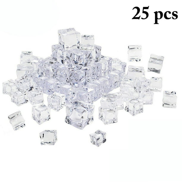 Cube de glace acrylique clair 25pcs décoratif réutilisable fausse